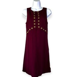 Miss Selfridge Burgundy Gold Grommet Dress Size 6